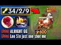 WHAT HAPPENS WHEN LEE SIN GETS HUBRIS AT 5 MINUTES? (600 AD, ONE SHOT EVERYTHING)