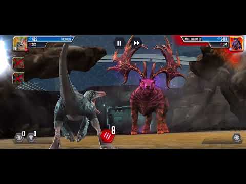 Jurassic World the game fighting against a Maelstrom 08 boss fight