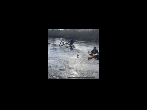 Canoeing the river Severn and got dragged over to a filling tree then stuck in the mud :(