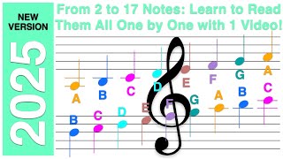 YouTube video thumbnail - Andante speed to learn to read music in treble clef with A B C notation
