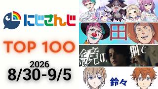 【2026/8/30-9/5】にじさんじ 歌ってみた&オリジナルソング 週間再生数ランキング TOP 100 + 新曲