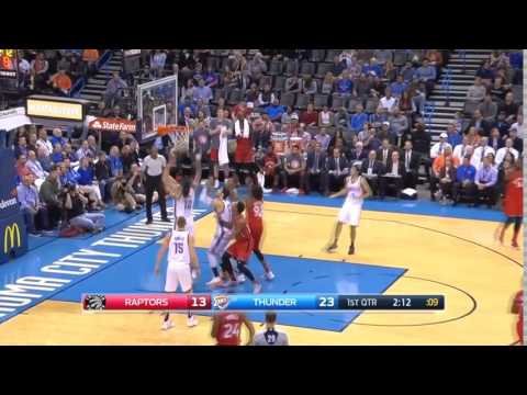 DeMar DeRozan shows off his eurostep and banks in the floater - Raptors @ Thunder
