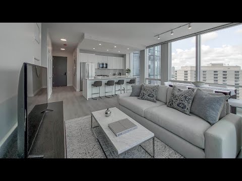 The panoramic view from a new River North apartment tower