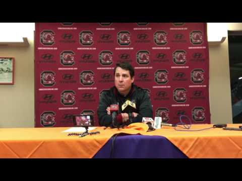 Will Muschamp post game at Clemson
