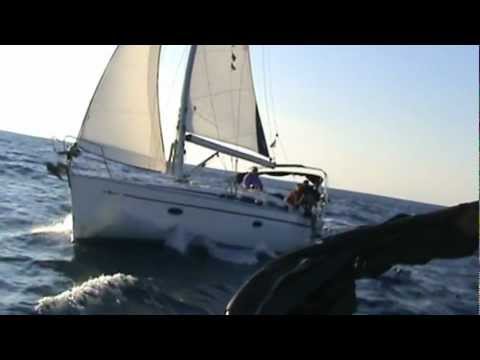Sailing Jollies Bavaria 51 overtakes a Bavaria 40 - Corfu to Athens Oct 2011