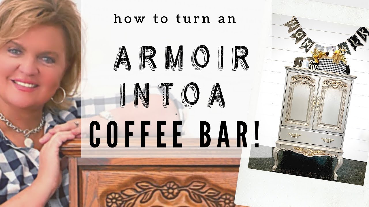 Turn an Armoire into a COFFEE BAR! ALL IN ONE PAINT, HTP Heirloom Traditions Paint.