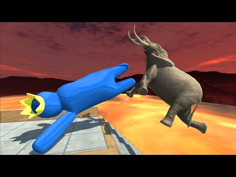 Rainbow Friends Blue Pushes Into Lava - Animal Revolt Battle Simulator