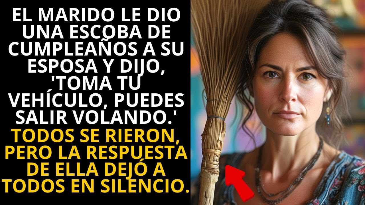 MARIDO LE DIO UNA ESCOBA DE CUMPLEAÑOS A SU ESPOSA Y DIJO, "TOMA TU VEHÍCULO, PUEDES SALIR VOLANDO."