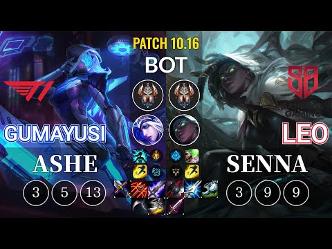 T1 Gumayusi Ashe vs SB Leo Senna Bot - KR Patch 10.16