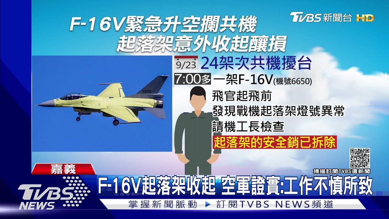 緊急起飛攔共機前! F-16V機堡內 起落架意外收上損傷機腹