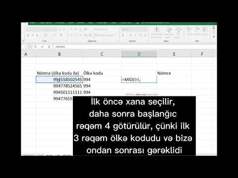 Excel Dərsləri - Right formulasi, Left formulasi, MID formulasi - Azerbaycanca Excel Dersleri #excel