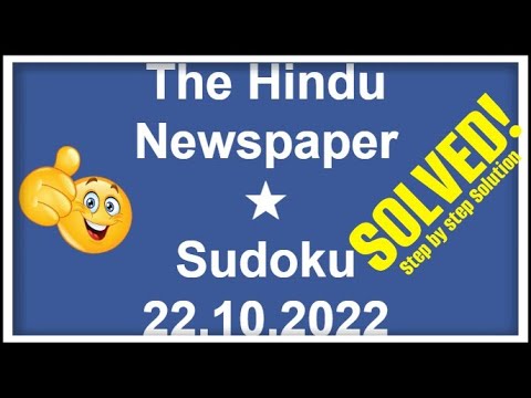 How to Solve Hindu 1-Star Sudoku, October 22, 2022 | Step-by-Step Solution | ★