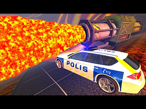 BeamNG.drive - Cars Jumping through Lava (Giant Lava Rocket Launcher)