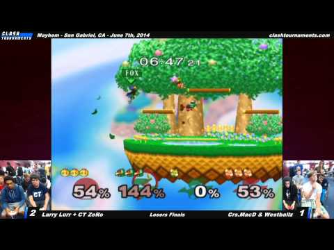 Mayhem - Part 2 - CT ZeRo + Larry Lurr vs Crs MacD + Westballz - Losers Finals - SSBM