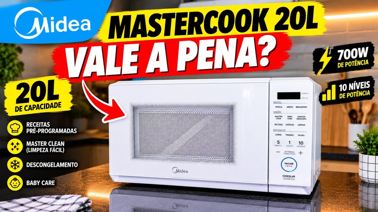 Miniatura da avaliação em vídeo de Micro-ondas MasterCook Midea 20L 110V Branco