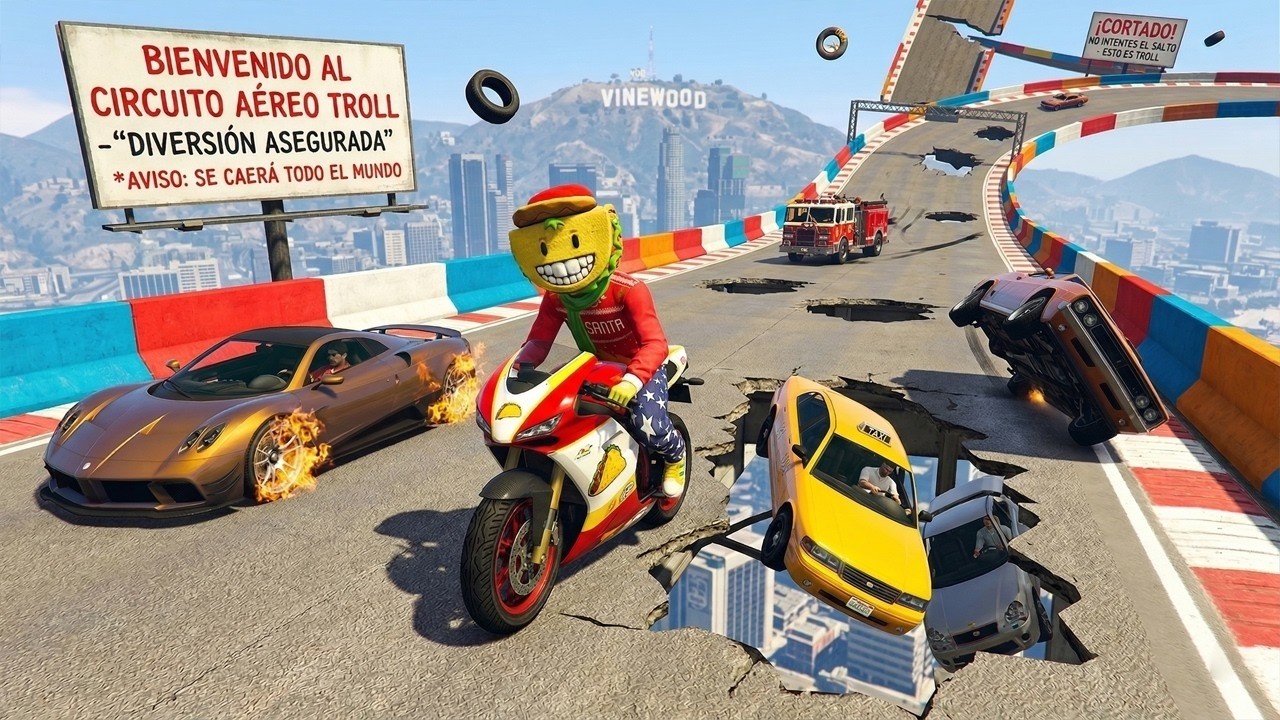 EL ÚLTIMO EXPLOTA CON COCHES ALEATORIOS! AGUJEROS INESPERADOS! - GTA 5 ONLINE