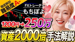 【FX手法検証】1,200円→250万円って本当！？斬新すぎる“資金管理”と“億トレ思考”が身につく「もちぽよ流」スイング&スキャルピング術！