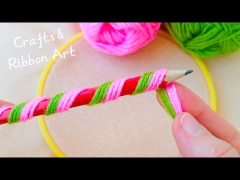 It's so Cute 💖🌟 Superb Woolen Flower Making Idea with Pencil - You will Love It - DIY Yarn Flower