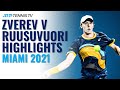Alexander Zverev v Emil Ruusuvuori Highlights | Miami Open 2021