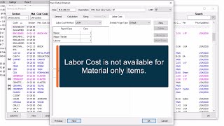 Quick Bid - Item Detail - Labor Cost