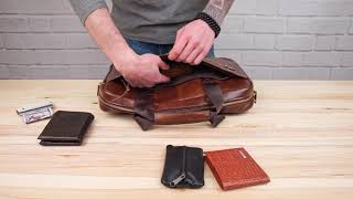 Деловая мужская сумка из зернистой кожи 14837 Vintage коричневая
