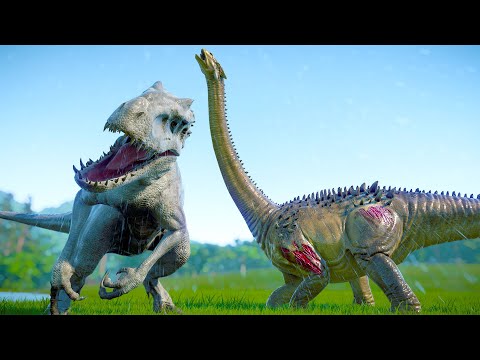 2x INDOMINUS REX HUNTING DIPLODOCUS HERD - Jurassic World Evolution