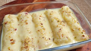 EID SPECIAL BREAD PUDDING | ब्रेड की ऐसी मिठाई देखते ही बनाओगे | Bread Suji Malai Roll | Custard ♥️