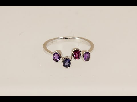 9ct White Gold Multi Gem Ring   #4309