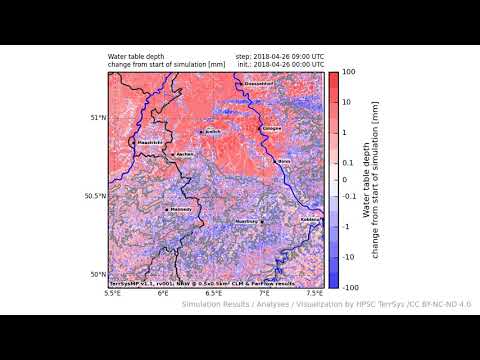 TerrSysMP monitoring run 2018-04-26 - water table depth change - NRW (24h)