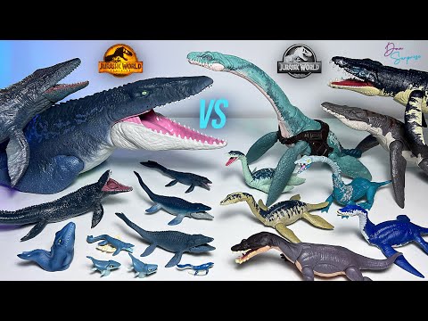 MOSASAURUS VS ELASMOSAURUS & Marine Reptiles! Jurassic World Dinosaurs Toys Collection Battle