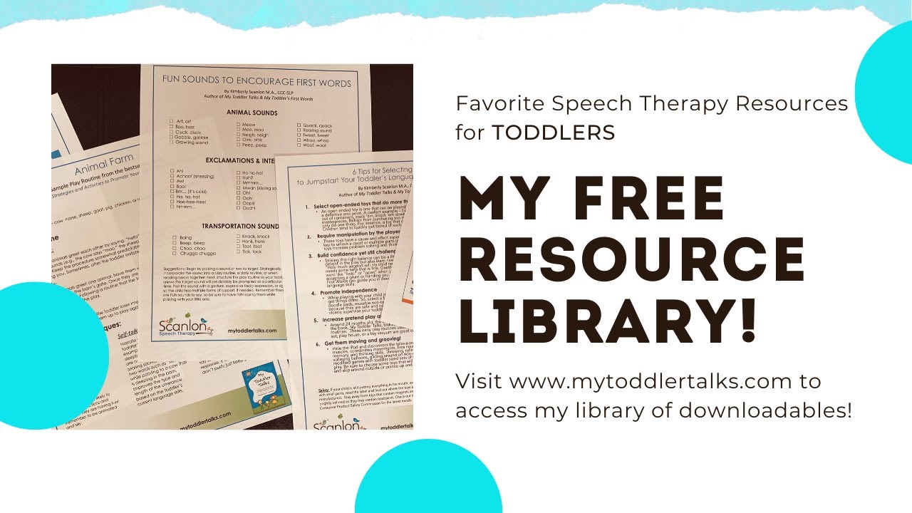 My Free Resource Library: Speech Therapy for Toddlers