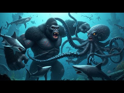 Krakea vs Gorillax: Three-Way Monster Brawl in the Deep Ocean!/King Kong movie