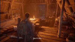 The Last of Us™ following Lev back to its village Abby and Yara