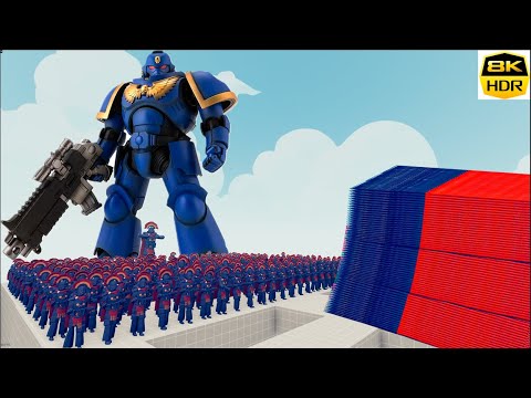100x Space Marine 2 - 1x GIANT Space Marine vs EVERY GODS -Totally Accurate Battle Simulator TABS