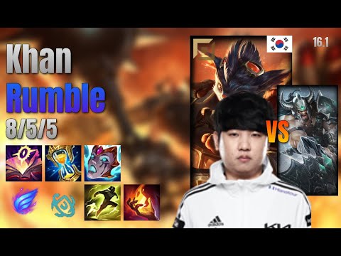 Khan Top Rumble vs Tryndamere lol KR solo rank Full Game 16.1 | 칸 럼블 vs 트린다미어