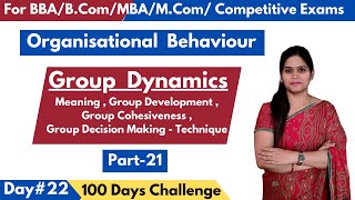 Group Dynamics | Group Development Stages | Group Cohesiveness | Group Decision Making Techniques