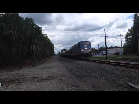 Amtrak P32AC-DM 705 Leads Ethan Allen Express in Colonie, NY (HD)