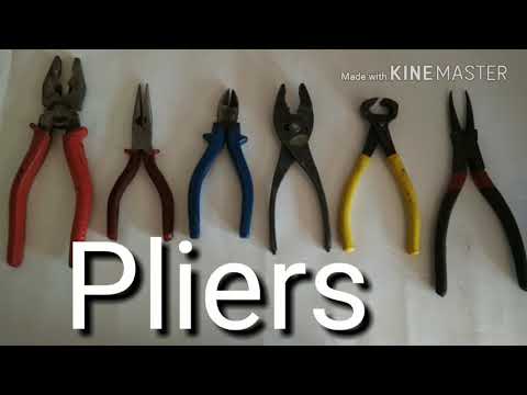 Types and sizes of the pliers