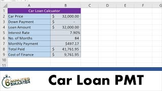 Use the PMT Function to Calculate Car Loan Payments and Cost of Financing