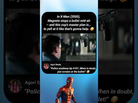 In X-Men (2000), Magneto freezes a bullet mid-air — and the cop’s big strategy? Just scream at it! 😅