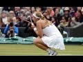 Sabine Lisicki reacts to quarter-final victory at Wimbledon 2013