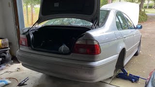 How to replace 2002 BMW 5 series E39 rear brake pads and sensor.