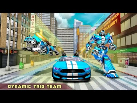 US Police Transform Robot Car White Tiger Game
