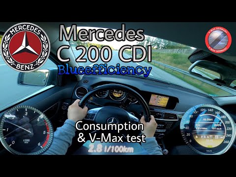 Mercedes C 200 CDI BlueEFFICIENCY T-Modell S204 TOP SPEED & COMSUMPTION POV test on GERMAN AUTOBAHN