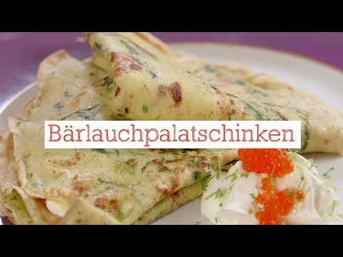 Bärlauchpalatschinken mit Frischkäsefüllung