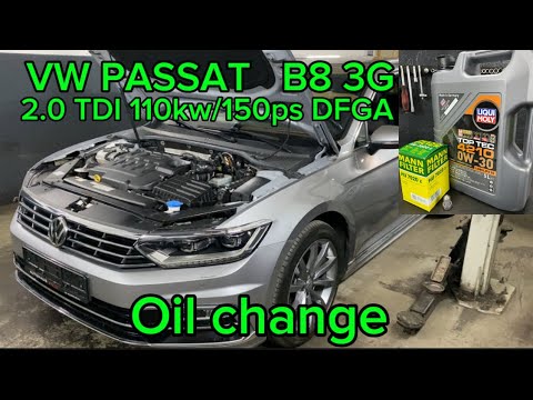 VW Passat oil change DIY Volkswagen Passat 2.0 TDI B8 3G Ölwechsel DFGA