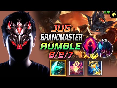 GrandMaster Rumble Jungle vs Rek'Sai - 천상계 정글 럼블 템트리 룬 밤수 수확 ランブル Рамбл 机械公敌 藍寶 - LOL KR 11.18