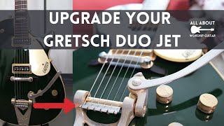 Video thumbnail for Gretsch Duo Jet UPGRADES! (G6128TCG/Vibramate String Spoiler/Compton Bridge/Gotoh Locking Tuners) by All About Worship Guitar