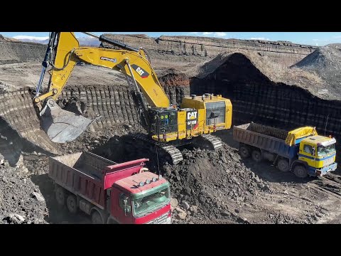 Caterpillar 6015B Excavator Loading Mercedes & MAN Trucks With Two Passes - Sotiriadis Mining Works