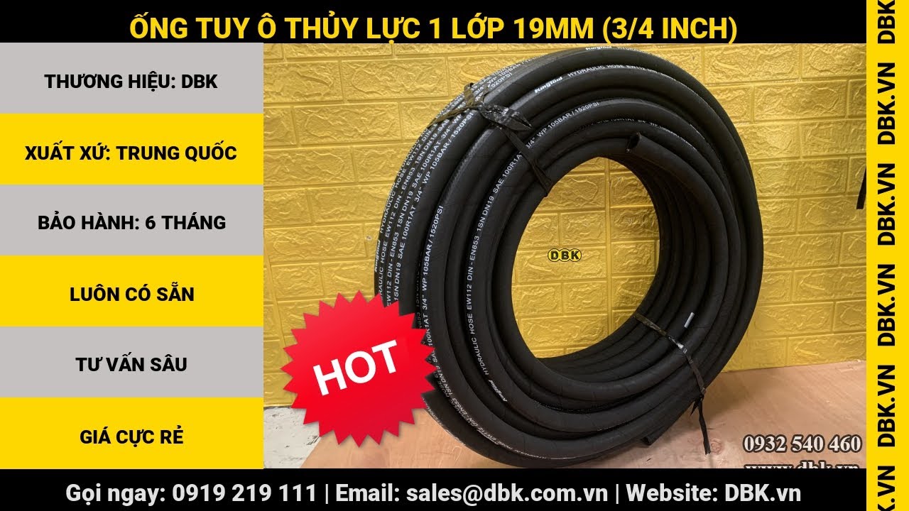 Video Ống tuy ô thủy lực 1 lớp 19mm (3/4 inch) - Ống tuy ô thủy lực 1 lớp 19mm (3/4 inch)